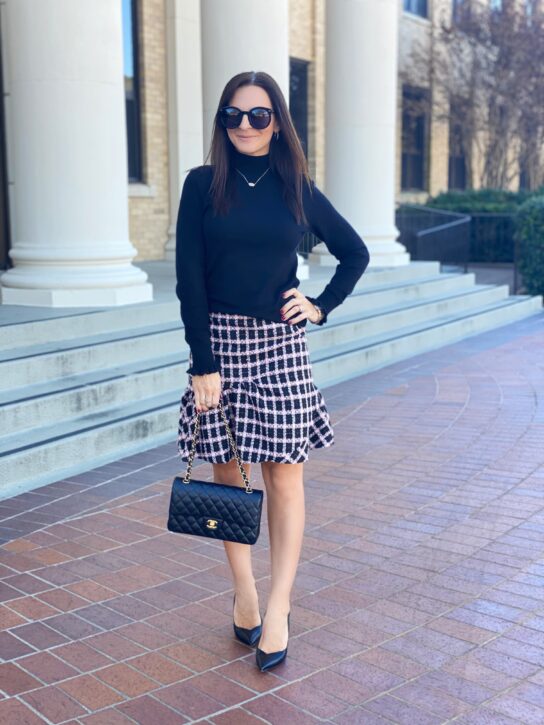 Pink & Black Tweed Skirt